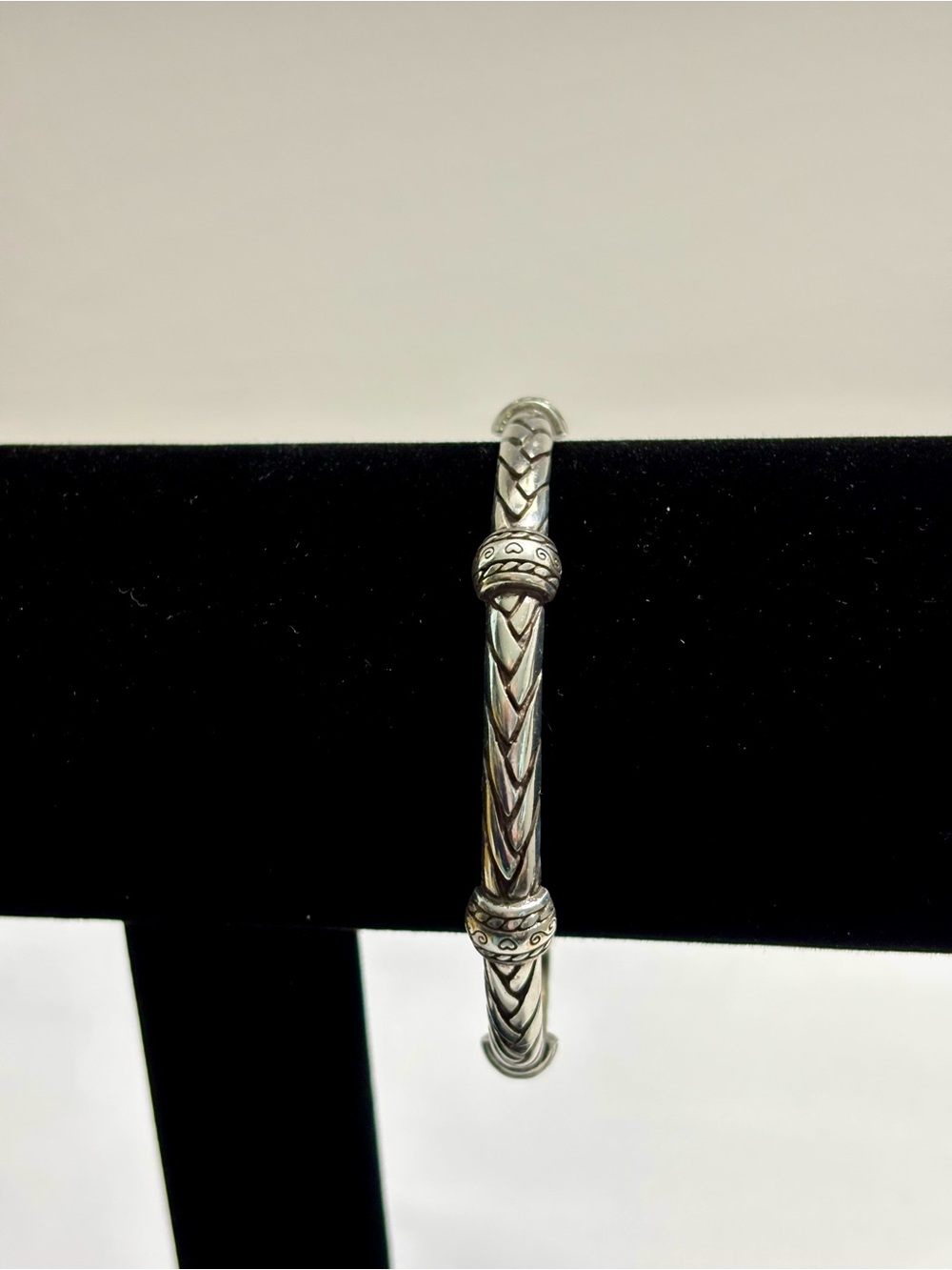 Brighton Vintage Silver Plated Ropes &Hearts Bangle Bracelet